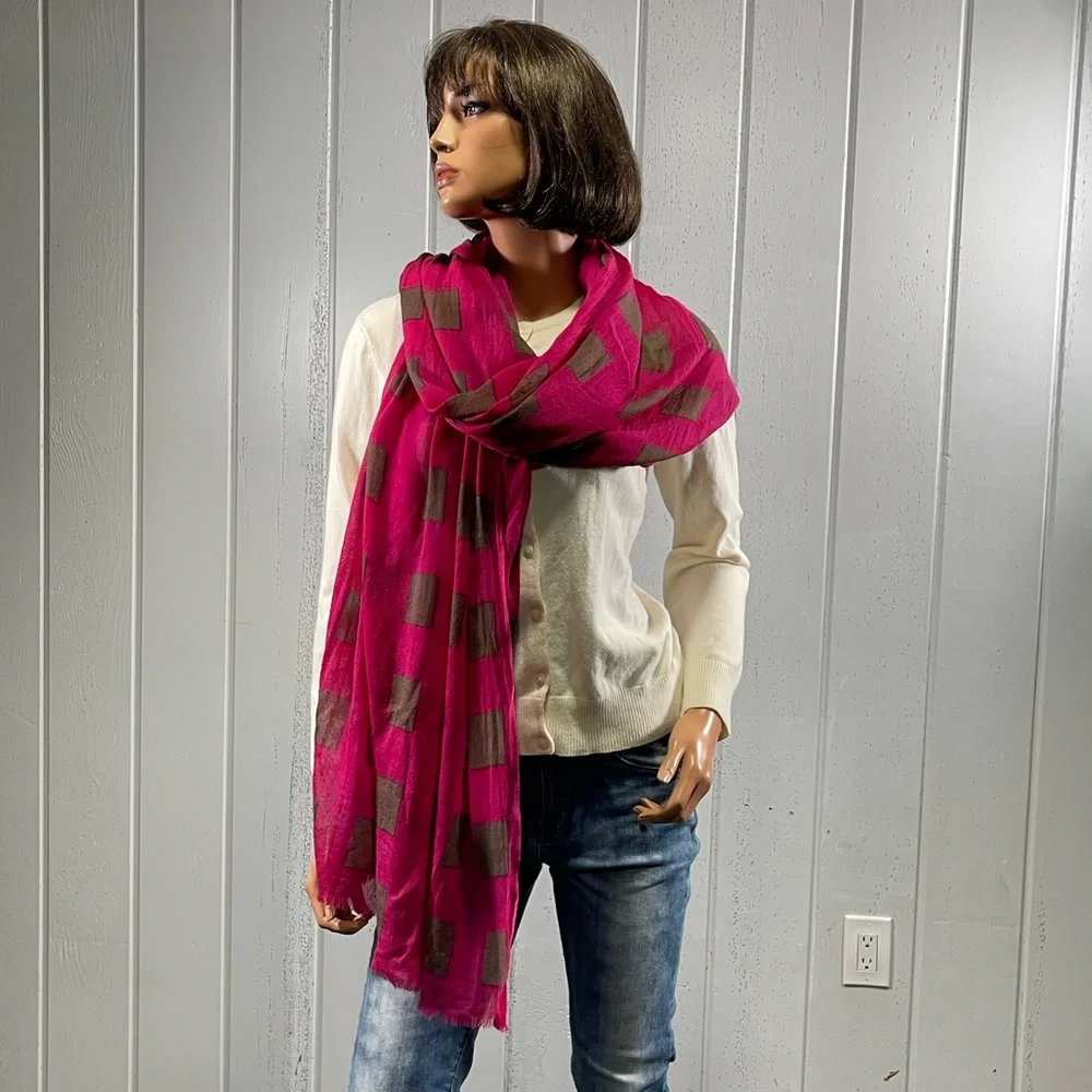 *Silk Route Fashion Fuchsia & Brown Shawl